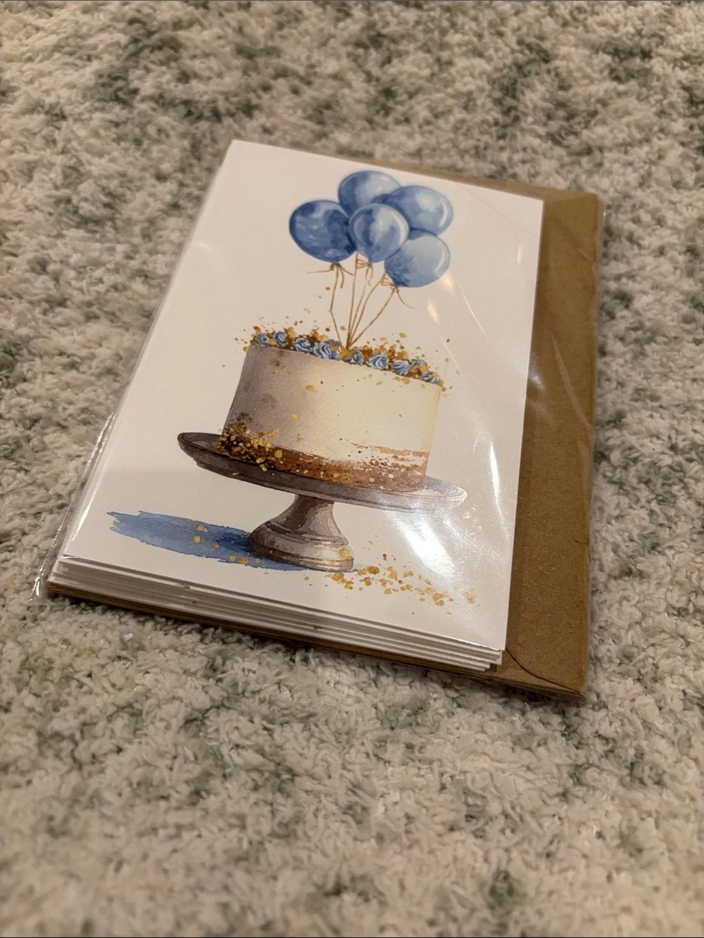 Blue Balloons Celebration Cakes Greeting Cards Set 6 NWT blank inside, variety